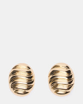 GROOVED CIRCULAR STUD EARRINGS GOLD