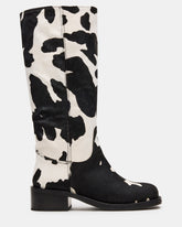 RIGGS BLACK COW PRINT WIDE CALF - BLACK WHITE / 6.0W / 34 - SM REBOOTED