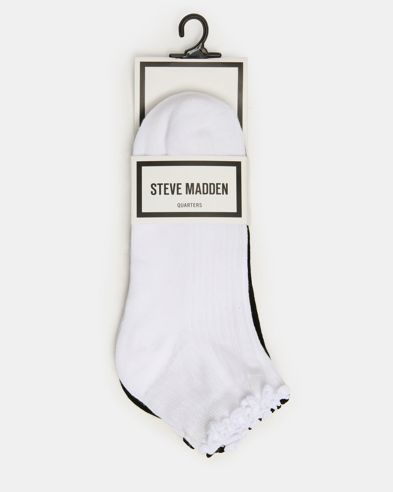 3 PACK EMMA LETTUCE EDGE SOCKS WHITE/BLACK