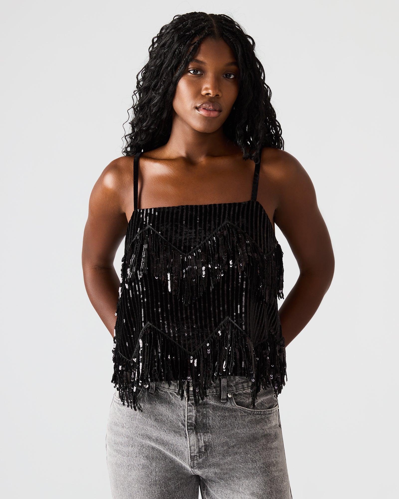 BLAKELYN SEQUIN TOP BLACK