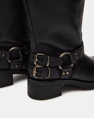 ASTOR BLACK LEATHER WIDE CALF