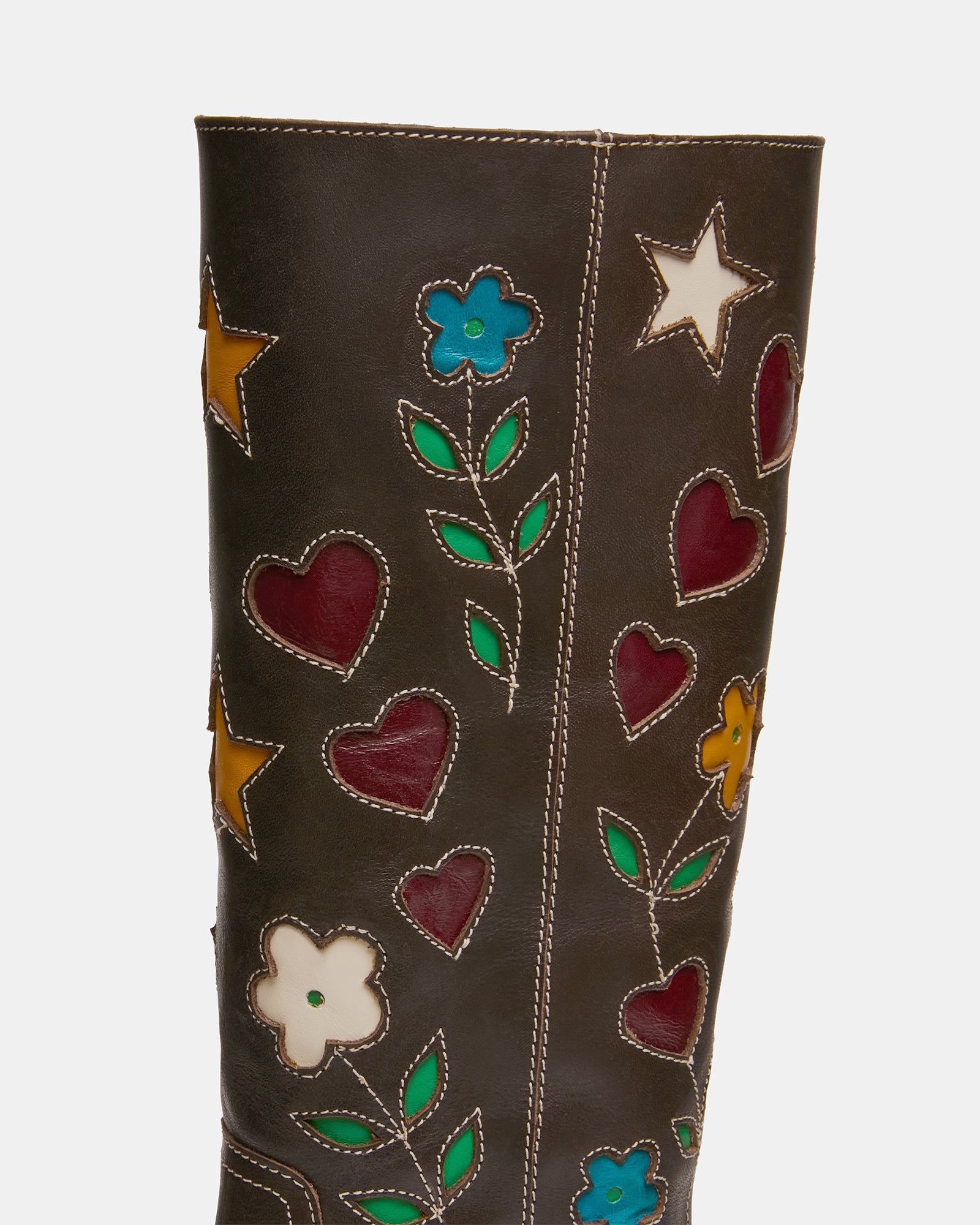 RIGGS FLORAL BROWN LEATHER