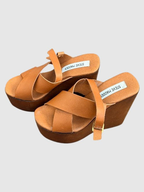 Women's wooden platform wedge sandals - SM REBOOTED